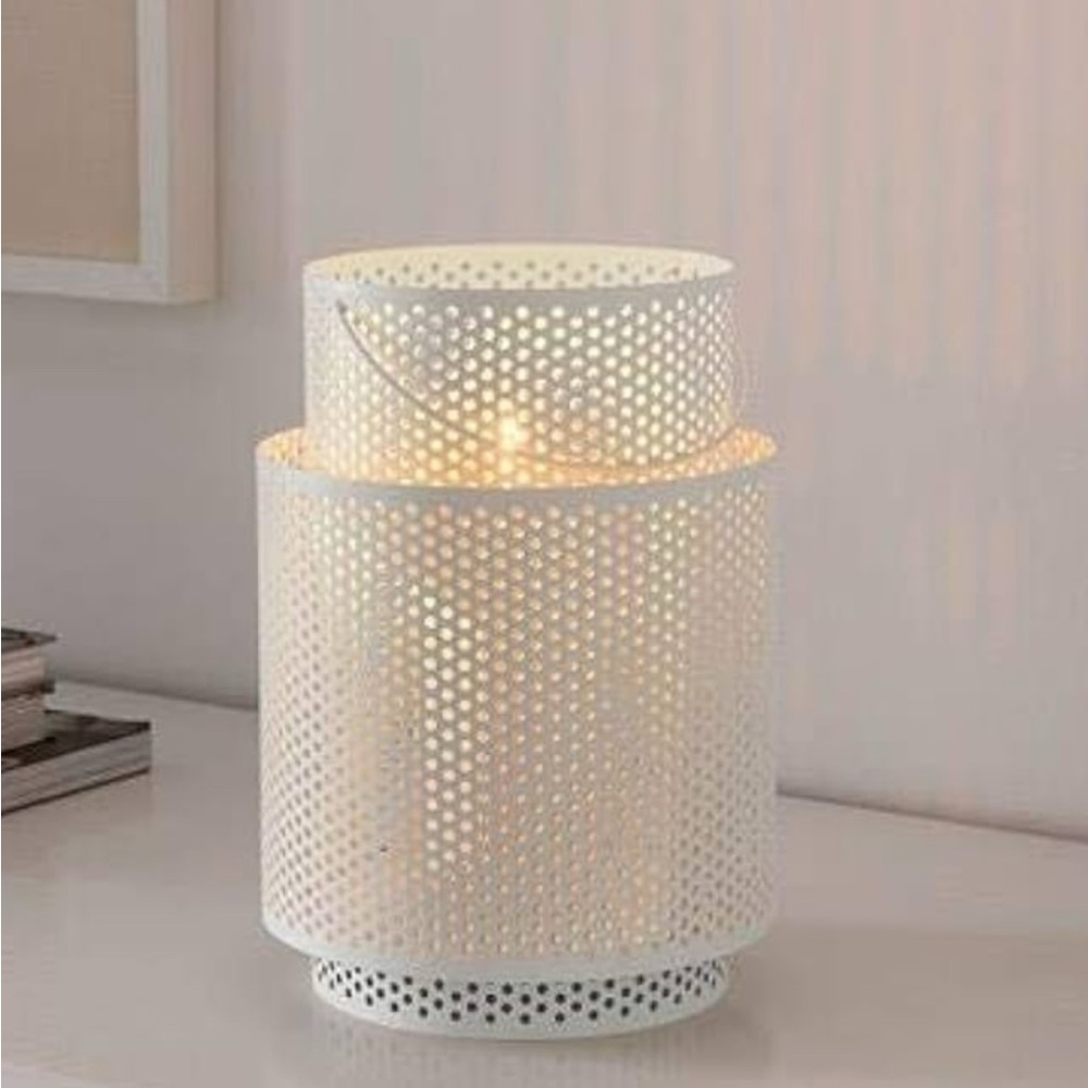 IKEA BEHÄRSKA White Perforated Metal Lantern